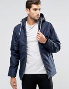 Jack & Jones Hooded Parka With Fleece Lining - Navy
