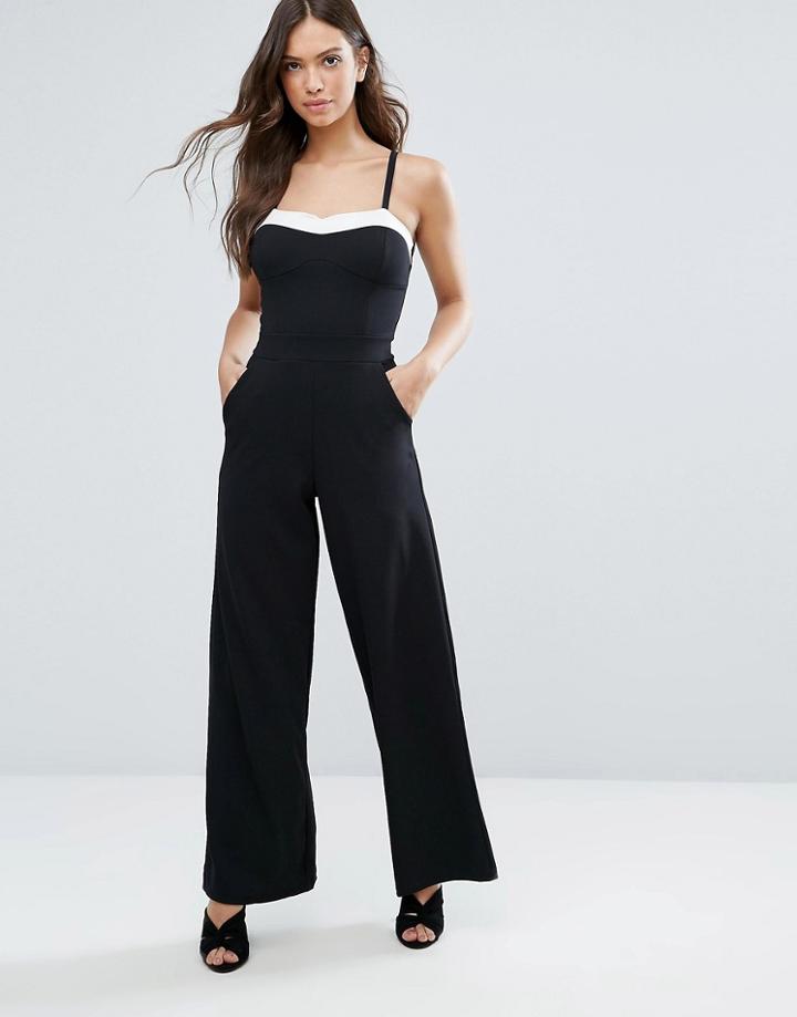 Wal G Wide Leg Jumpsuit - Black