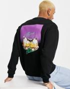 Asos Design Oversized Sweatshirt In Black With Drinks Back Print