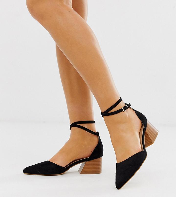 Raid Wide Fit Ramira Black Suede Mid Heeled Shoes