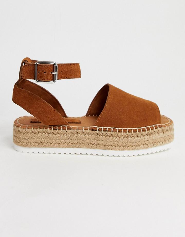 Asos Design Jacoba Suede Flatform Espadrilles In Tan - Tan
