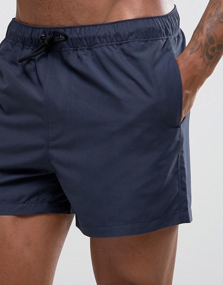Asos Design Swim Shorts In Navy Short Length