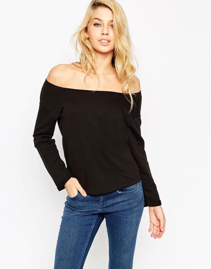 Asos The Off Shoulder Sweatshirt - Black