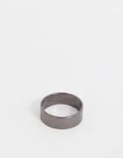 Asos Design Band Ring In Gunmetal Finish-silver