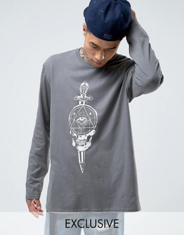 Reclaimed Vintage Oversized Long Sleeve T-shirt With Front & Back Prin