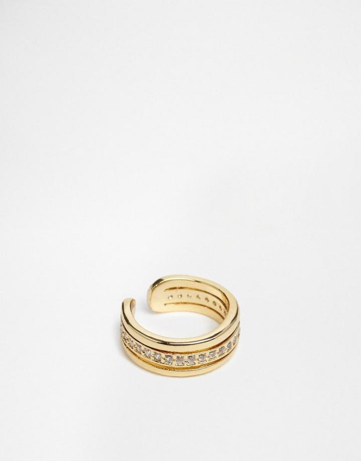 Orelia Triple Band Crystal Ear Cuff - Pale Gold