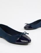 Asos Design Larva Toe Cap Ballet Flats - Navy