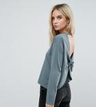 Asos Petite Tie Back Long Sleeve Top - Green