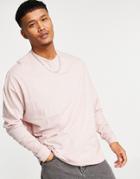 Asos Design Long Sleeve Oversized T-shirt In Washed Pink