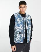 Topman Utility Vest In Blue Camo Print-multi