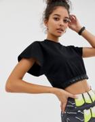 Asos 4505 Oversized Crop Training T-shirt With Elastic Hem - Gray