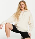 Asos Design Maternity Organic Cotton Super Oversized Boyfriend Hoodie In Stone-neutral