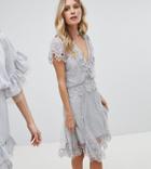 Stevie May Exclusive Hail Spot Mini Dress With Embroidered Hem - Blue