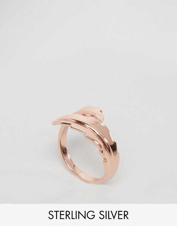 Lavish Alice Gold Plated Wrap Around Leaf Ring - Rose Gold