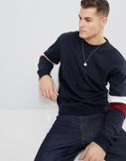 Mango Man Striped Sleeves Sweatshirt In Navy - Navy