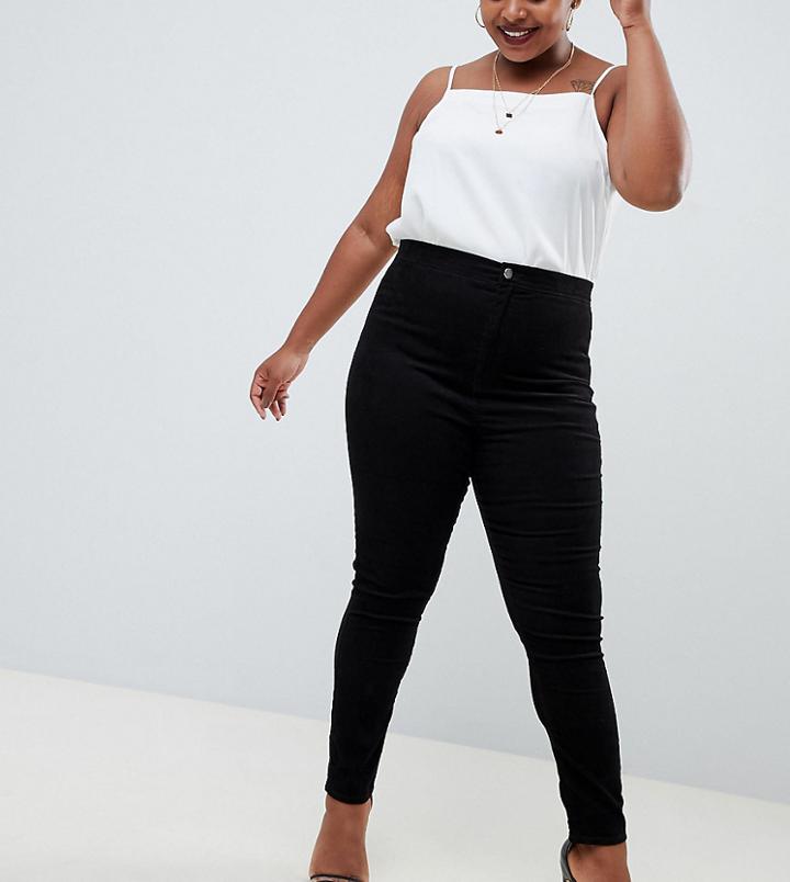 Asos Design Curve Rivington High Waisted Cord Jegging In Black - Black