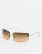 Asos Design Large 90s Rimless Mid Square Sunglasses-multi