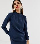Verona High Neck Long Sleeved Top In Navy