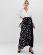 Liquorish Floral Wrap Front Maxi Skirt - Multi