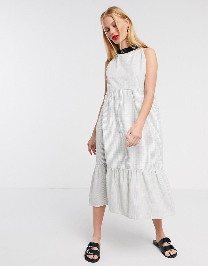 Native Youth Midi Halterneck Dress In Stripe-white