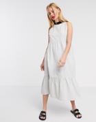 Native Youth Midi Halterneck Dress In Stripe-white