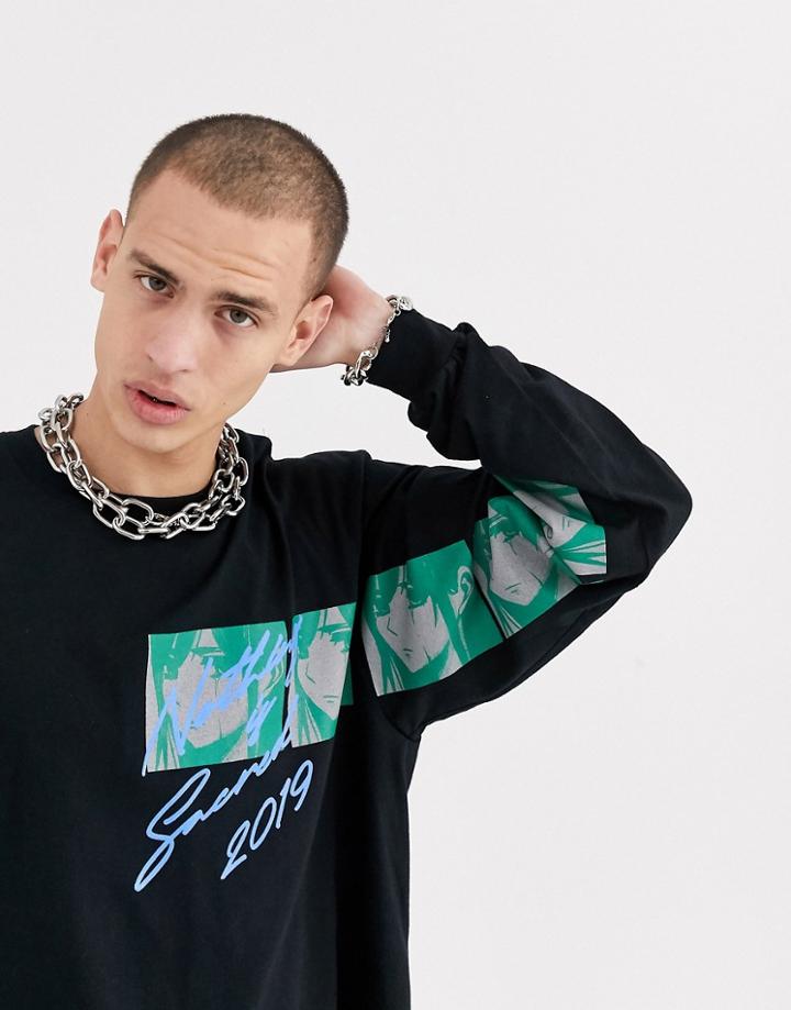 Nothing Is Sacred Long Sleeve Printed Top In Black