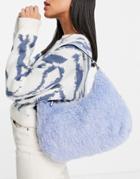 Topshop Borg Shoulder Bag In Light Blue-blues
