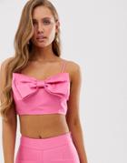Collective The Label Bow Front Cami Top Coord In Pop Pink - Pink
