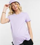 Asos Design Maternity Ultimate Organic Cotton T-shirt With Crew Neck In Lavender-purple