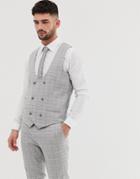 River Island Wedding Skinny Suit Vest In Gray Check - Gray