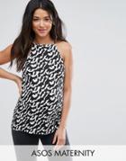 Asos Maternity Cami With Square Neck In Abstract Animal Print - Multi