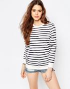 Asos Ultimate Boyfriend Sweat In Stripe - Navy