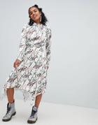 Ragyard Hanky Hem Skirt In Bamboo And Dog Print - White