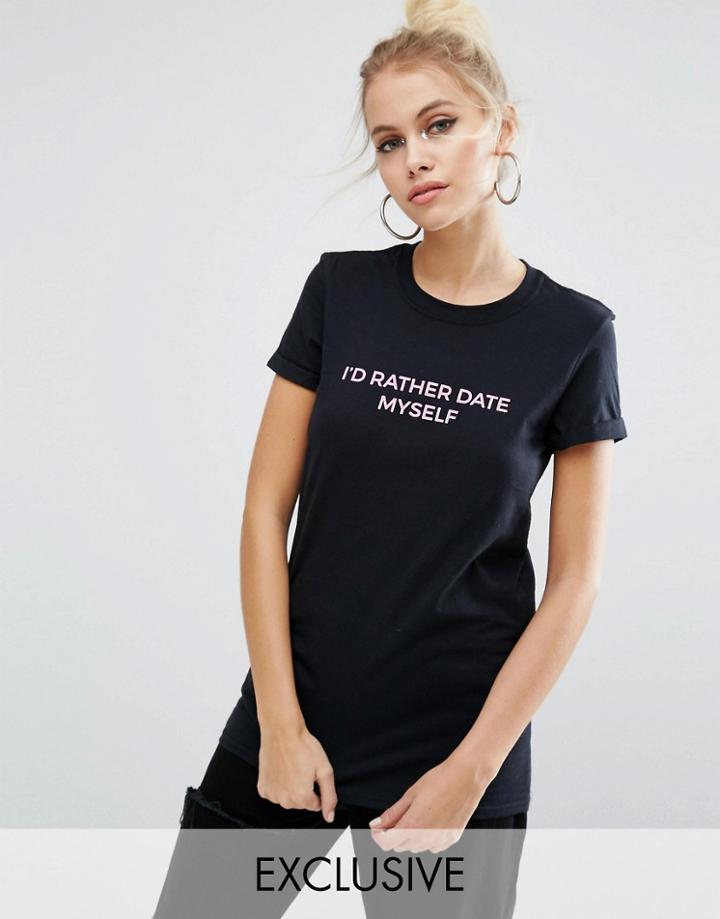 Adolescent Clothing Valentines Date Myself Boyfriend Tee - Black