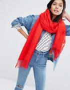 Asos Supersoft Long Woven Scarf With Tassels - Red