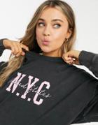 New Look Nyc Sweatshirt In Dark Gray-grey