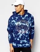 Asos Overhead Hoodie With Tie Dye & Circle Print - Blue