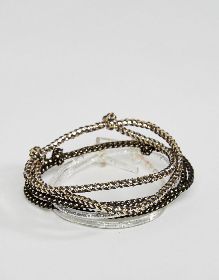 Asos Bracelet Pack In Gold And Glitter - Black