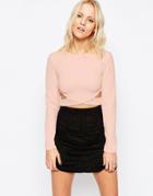 The Fifth Starstruck Long Sleeve Crop Top In Blush - Blush