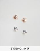 Asos Sterling Silver Faceted Earring Stud Pack - Silver