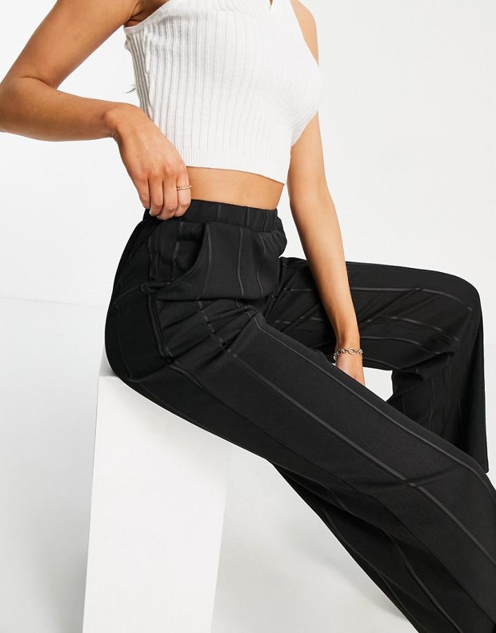 Jdy Bina Lougewear Set Wide Leg Pants In Black