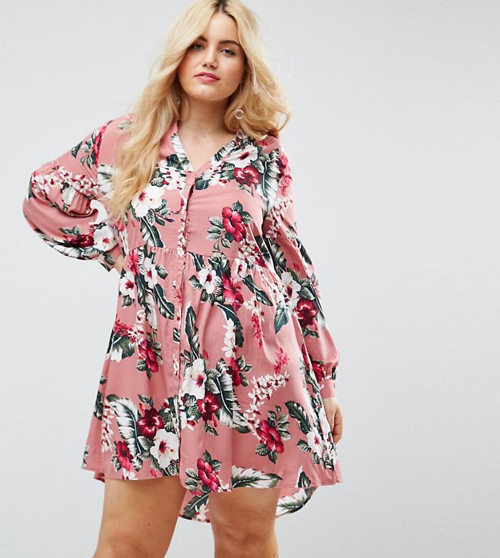 Influence Plus Loose Floral Peplum Blouson Dress - Multi