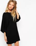 Asos T-shirt Dress With Kimono Sleeves - Black