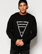 Asos Oversized Sweatshirt With Triangle Applique - Black