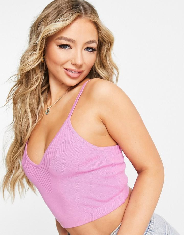 Calvin Klein Jeans Ribbed Longline Bralette In Pink - Part Of A Set