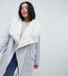 Asos Design Curve Waterfall Parka With Borg Liner - Gray