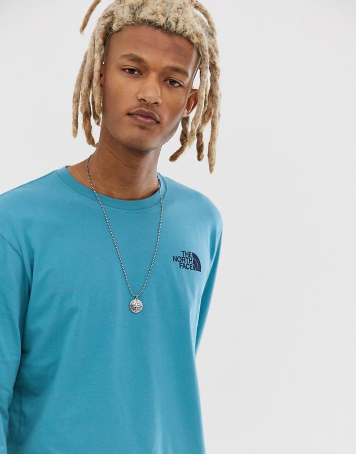 The North Face Red Box Long Sleeve T-shirt In Blue - Blue