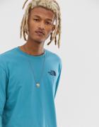 The North Face Red Box Long Sleeve T-shirt In Blue - Blue