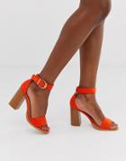 Raid Fleur Orange Stacked Block Heeled Sandals - Orange