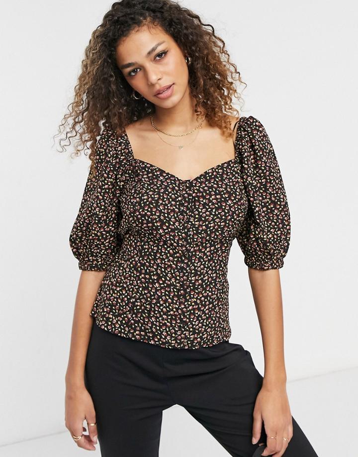 Brave Soul League Blouse In Ditsy Floral Print-multi